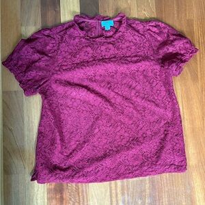 CeCe Burgundy Lace Blouse